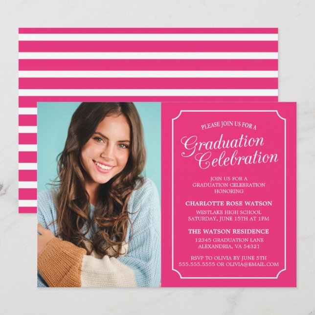 CLASSY CHIC ELEGANT GRADUTY INVITATION PARTI (Devant / Derrière)
