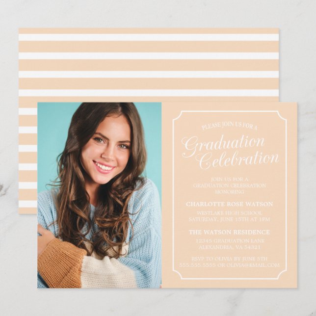 CLASSY CHIC ELEGANT GRADUTY INVITATION PARTI (Devant / Derrière)