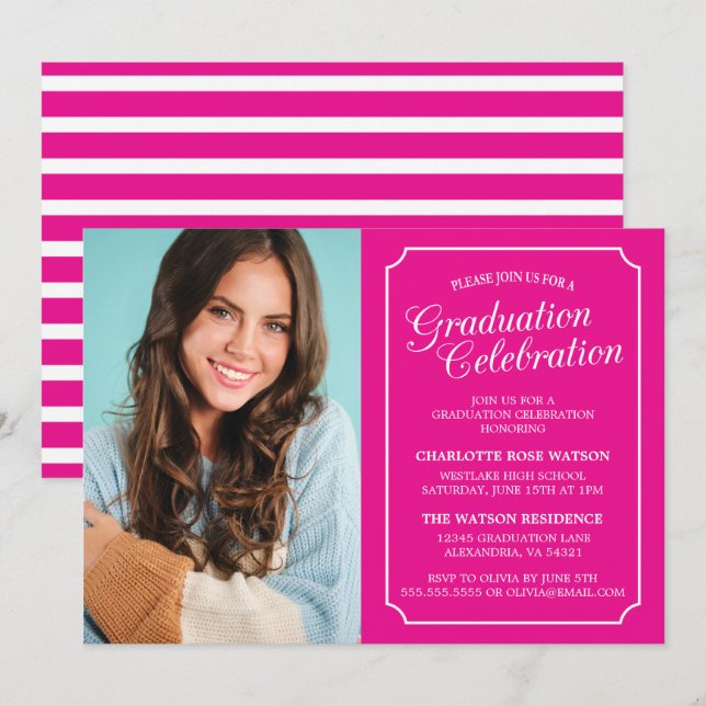 CLASSY CHIC ELEGANT GRADUTY INVITATION PARTI (Devant / Derrière)
