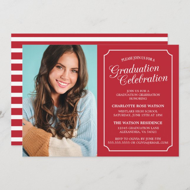 CLASSY CHIC ELEGANT GRADUTY INVITATION PARTI (Devant / Derrière)