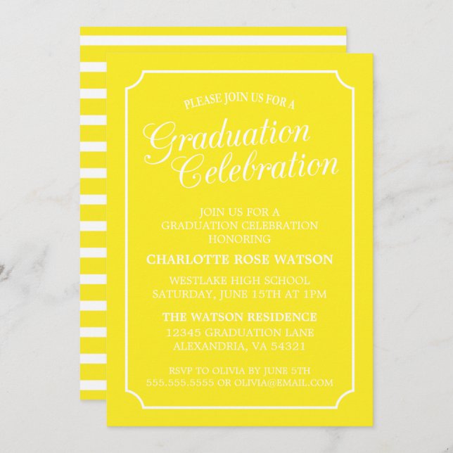 CLASSY CHIC ELEGANT GRADUTY INVITATION PARTI (Devant / Derrière)