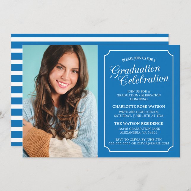 CLASSY CHIC ELEGANT GRADUTY INVITATION PARTI (Devant / Derrière)