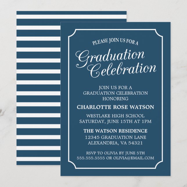 CLASSY CHIC ELEGANT GRADUTY INVITATION PARTI (Devant / Derrière)