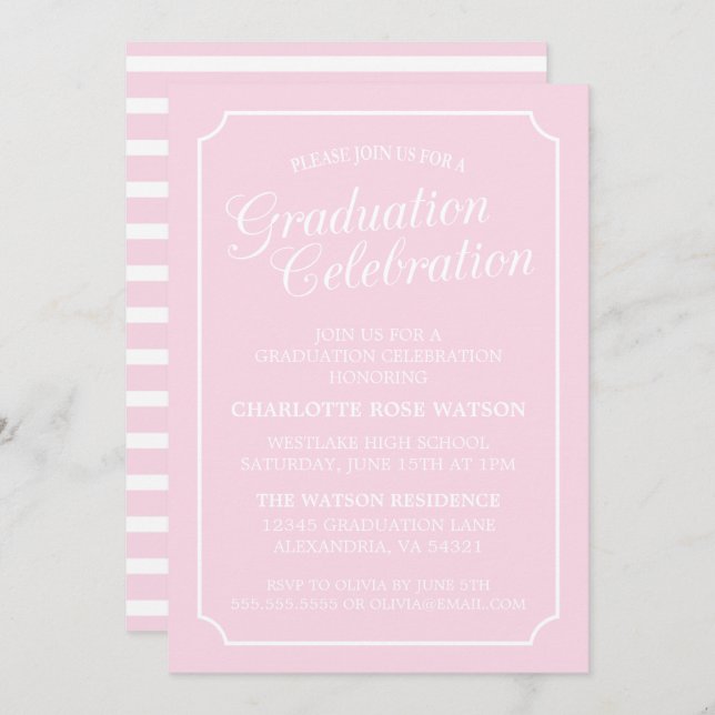CLASSY CHIC ELEGANT GRADUTY INVITATION PARTI (Devant / Derrière)