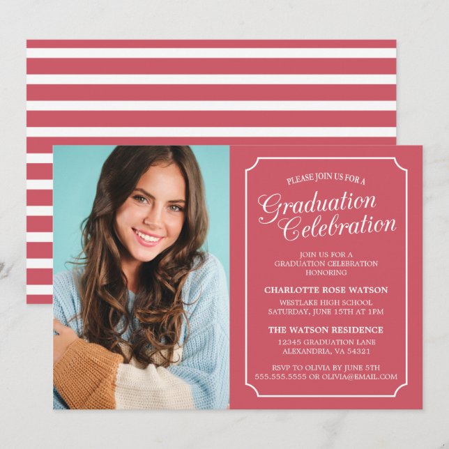 CLASSY CHIC ELEGANT GRADUTY INVITATION PARTI (Devant / Derrière)