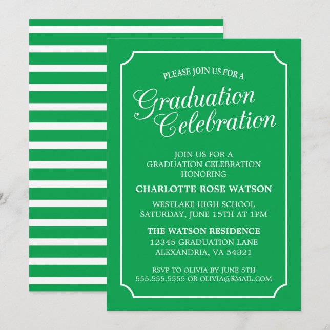 CLASSY CHIC ELEGANT GRADUTY INVITATION PARTI (Devant / Derrière)