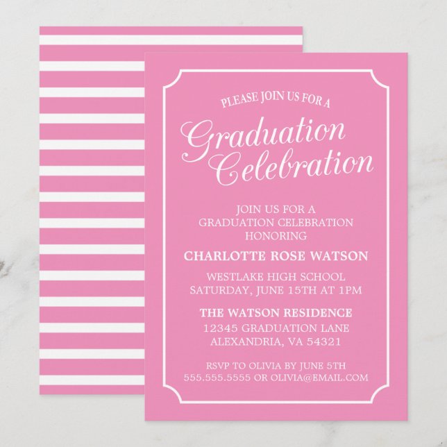 CLASSY CHIC ELEGANT GRADUTY INVITATION PARTI (Devant / Derrière)
