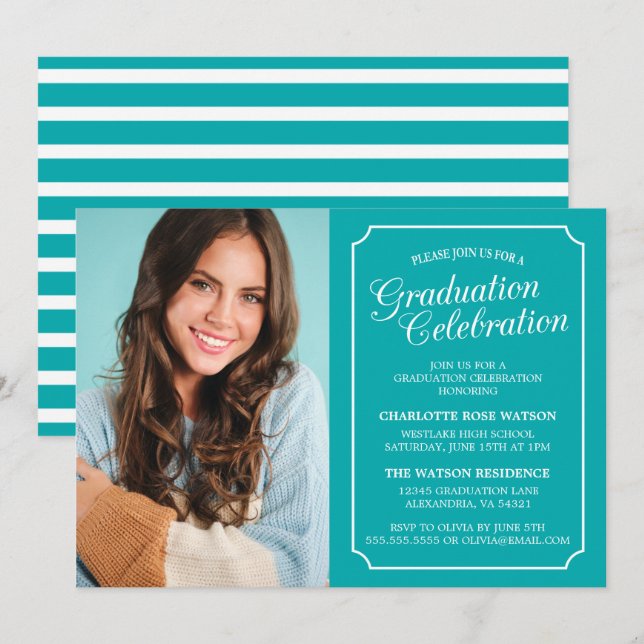 CLASSY CHIC ELEGANT GRADUTY INVITATION PARTI (Devant / Derrière)