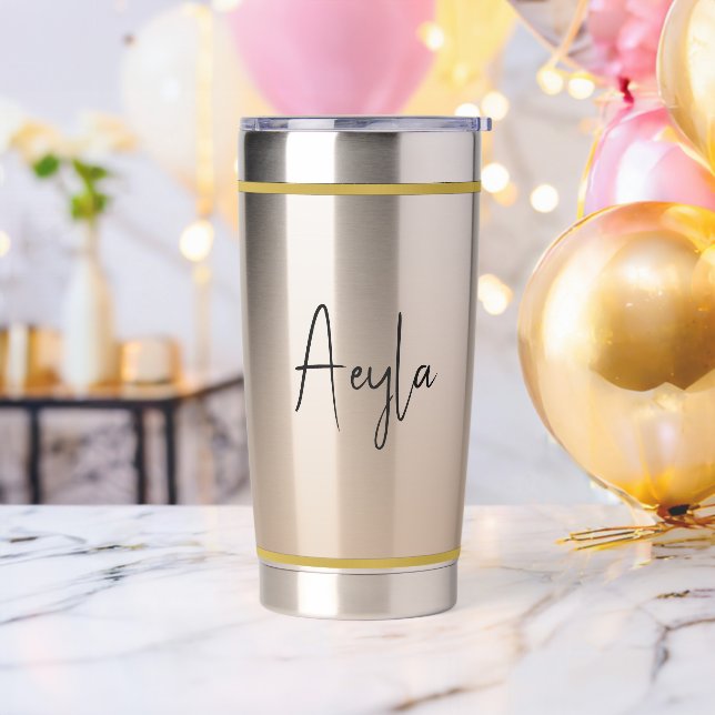 Classy Chic Elegant Modern Champagne Personalized Insulated Tumbler (Bachelor Party)