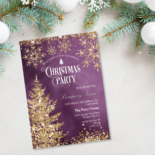 Classy Chic Gold Glitter Corporate Christmas Party Invitation