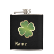 Classy chic golden lucky shamrock leather look