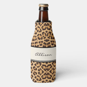 Classy Chic Leopard Print Personalized Bottle Cooler