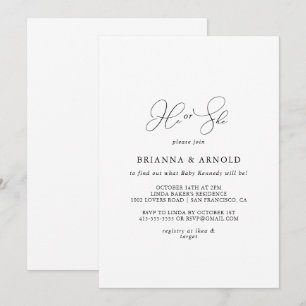 Classy Chic Minimalist He or She Gender Reveal  Invitation