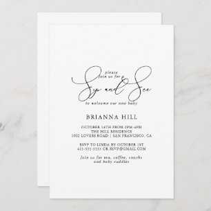 Classy Chic Minimalist Sip and See  Invitation