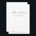 Classy Chic Minimalist Wedding Well Wishes  Advice Card<br><div class="desc">This classy chic minimalist wedding well wishes advice card is perfect for a rustic wedding. The simple and elegant design features classic and fancy script typography in black and white. These cards are perfect for a wedding, bridal shower, baby shower, graduation party & more. Personalize the cards with the names...</div>