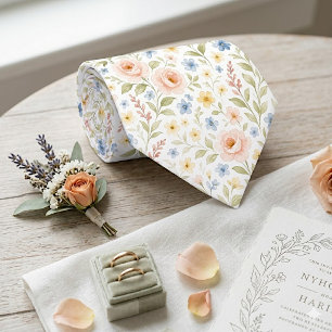 Classy Chic Neck Tie With Floral Art Pattern