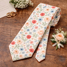 Classy Chic Neck Tie With Floral Art Pattern