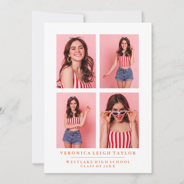 CLASSY CHIC PHOTO COLLAGE FAIRE-PART DE DIPLÔME (Devant)