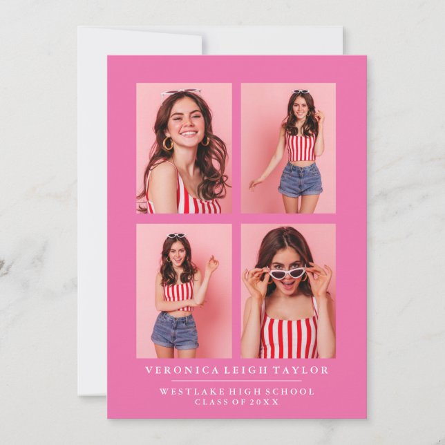 CLASSY CHIC PHOTO COLLAGE GRADUATION ANNOUNCEMENT (Front)