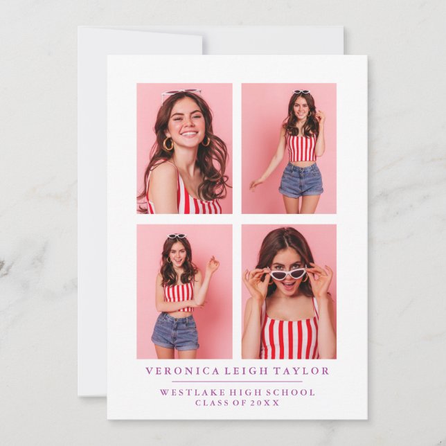 CLASSY CHIC PHOTO COLLAGE GRADUATION ANNOUNCEMENT (Front)