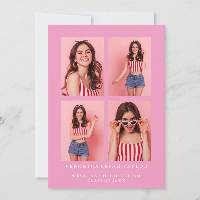 CLASSY CHIC PHOTO COLLAGE GRADUATION ANNOUNCEMENT (Front)