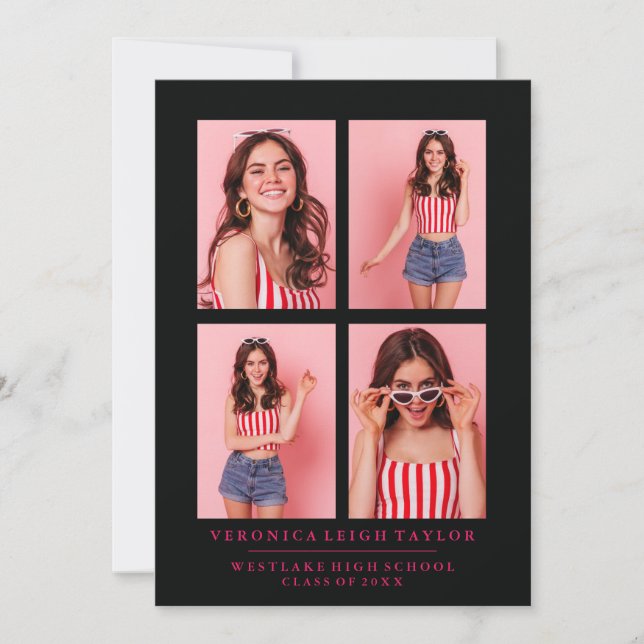 CLASSY CHIC PHOTO COLLAGE GRADUATION ANNOUNCEMENT (Front)