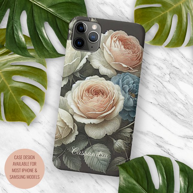 Classy Chic Roses Fine Art Botanical Drawing Case-Mate iPhone Case (Creator Uploaded)