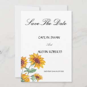 Classy Chic Sunflowers Botanical Save The Date