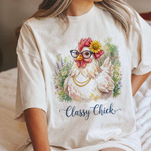 Classy Chick Watercolor Chicken Art Tri-Blend Shirt