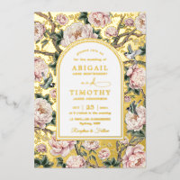Classy Chinoiserie Pink Peony Floral Birds Wedding