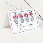 Classy Chinoiserie Porcelain Bridal Shower Thank You Card<br><div class="desc">This lovely thank you card features blue and white ginger  jars and pink blush peonies.  Click the "customize further" button if you wish to re-arrange and format the style and placement of the text.</div>