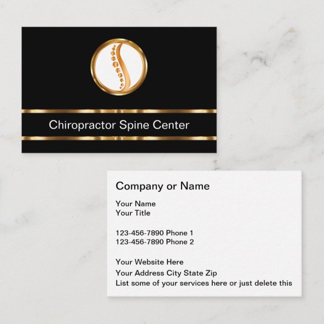 Classy Chiropractor Spine Centre Business Card (Front/Back)