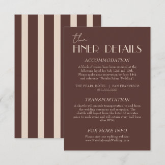 Classy Chocolate Brown Old Money Wedding Details Enclosure Card