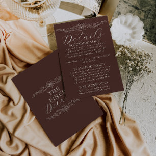 Classy Chocolate Brown Old Money Wedding Details Enclosure Card