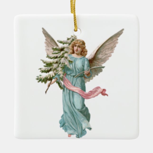 Classy Christmas Ceramic Ornament White Angel (Front)