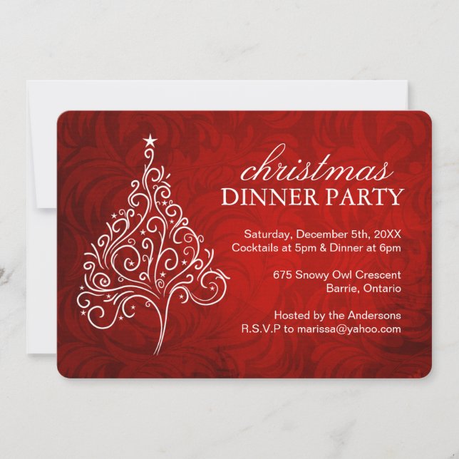 Classy Christmas Dinner Party Invitations (Front)