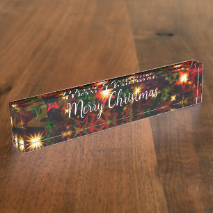 Classy Christmas Holiday Decor Acrylic Plaque Nameplate