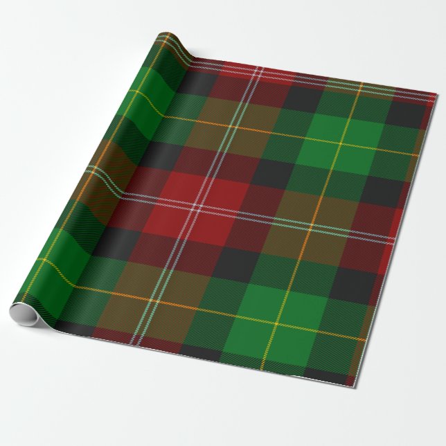 Classy Christmas Plaid Wrapping Paper (Unrolled)