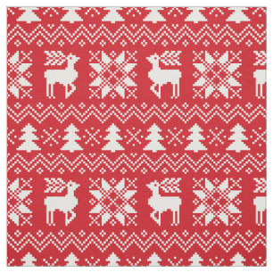 Classy Christmas Sweater Inspired Red Pattern Fabric