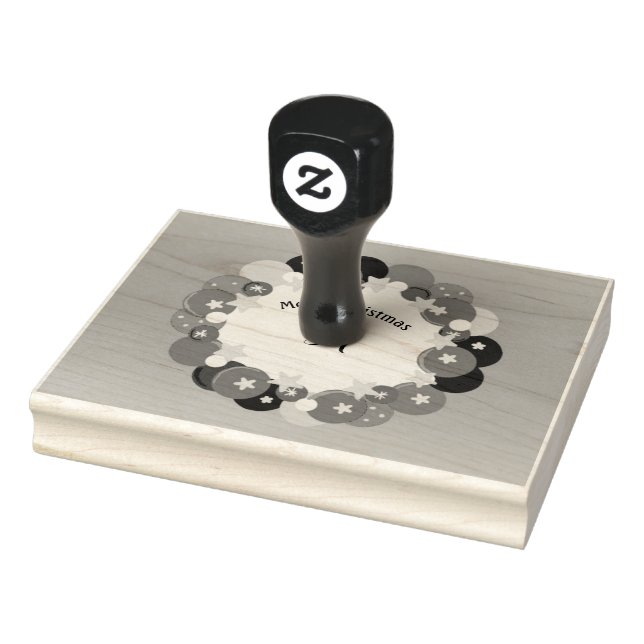 Classy Christmas Wreath with Monogram Rubber Stamp (Stamp)