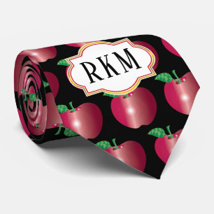Classy Class Monogram Apple Pattern Teacher Tie