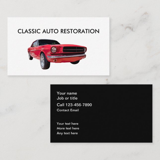 Classy Classic Auto Restoration Business Card (Front/Back)