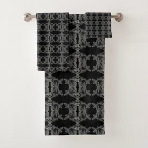 Classy Classic Black and Silver Gray Bath Towels