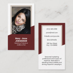Classy Classic Job Seeker Burgundy Red White Frame Business Card
