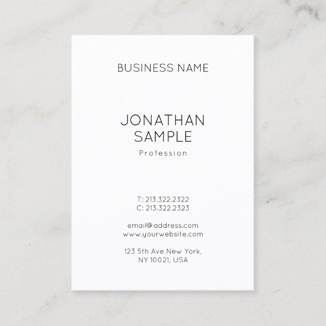 Classy Clean Professional Design Modern Plain Business Card (Front)