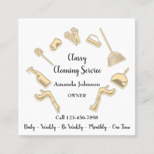 Classy Cleaning Service Gold Logo Maid House Square Business Card