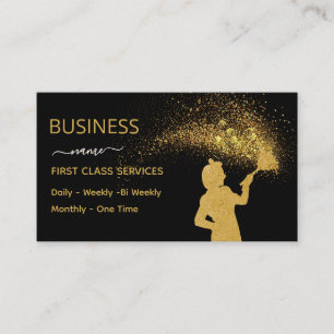 Classy Cleaning Service Maid Gold Glitter Business Calling Card