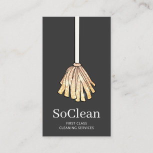 Classy Cleaning Service Maid Gold Glitter Business Card