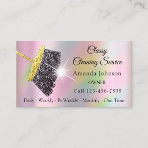 Classy Cleaning Service Maid Holographic Rose Business Card