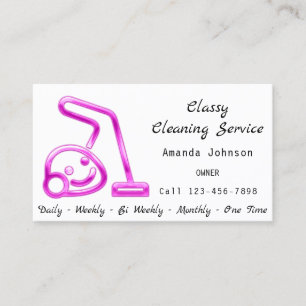Classy Cleaning Service Maid Vacuum Cleaner Pink Business Card
